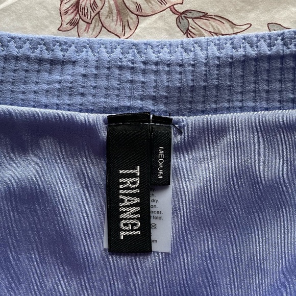 Triangl Lexi Ribbed Periwinkle Purple Set Strapless Top High Leg Bottoms Medium - Picture 13 of 13
